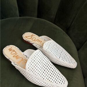 Sam Edelman Cream Woven Mules